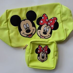 NWOT/NWT Stoney Clover Lane Mickey and Minnie Lime Large and Mini Pouch Set